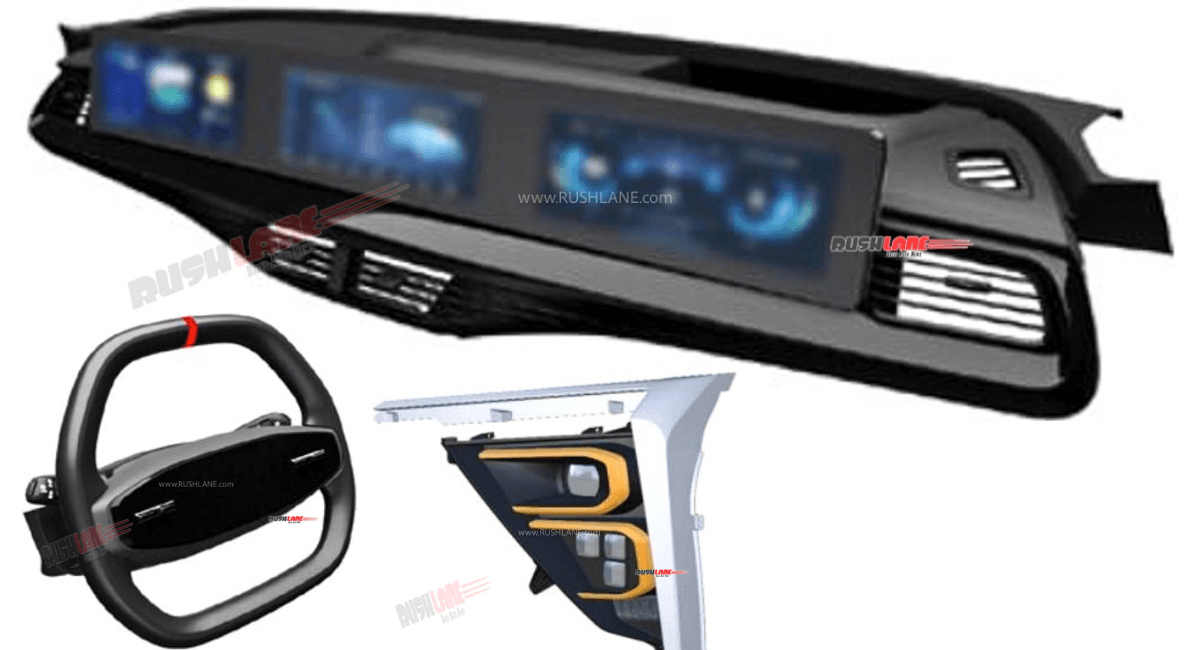 Mahindra XUV700 EV (XUV.E8) 3 Screen Dashboard Patent Leaked news