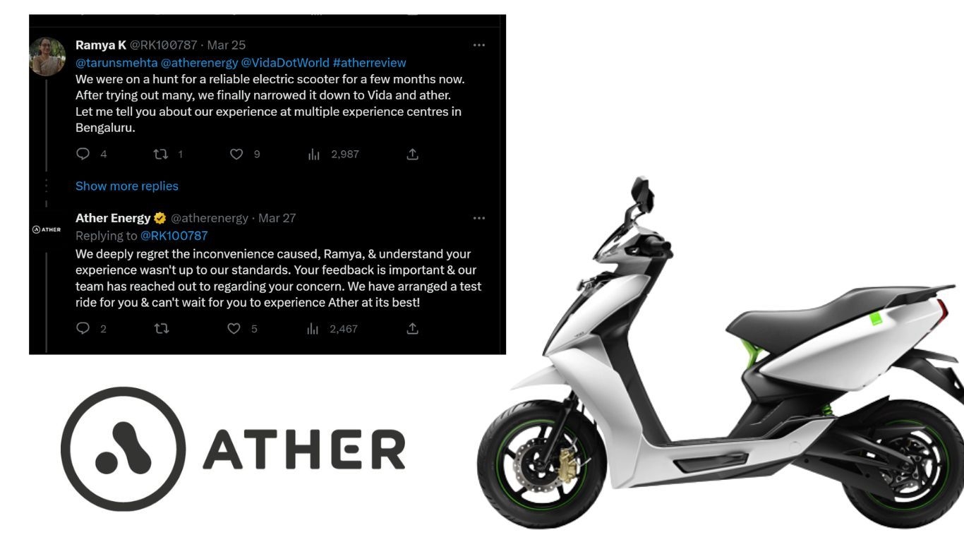 एथर एनर्जी ने एक ऐसी महिला के लिए टेस्ट राइड की व्यवस्था की, जिसे निकटतम अनुभव केंद्र खोजने में कठिनाई का सामना करना पड़ा