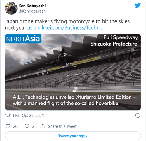 Japanese Company Unveils Hoverbike With 100 Kph Top Speed