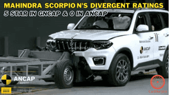 Mahindra Scorpio N divergent ratings 5 star in GNCAP & 0 in ANCAP