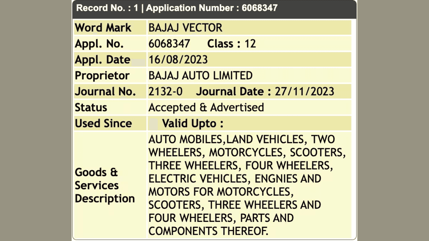Bajaj Vector Trademark
