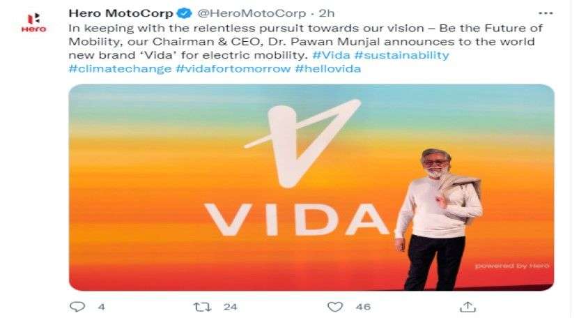 hero motocorp vida tweet