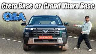Creta Base variant is much much better than Grand Vitara | Gajab bejatti hai bhai 🔥 QnA