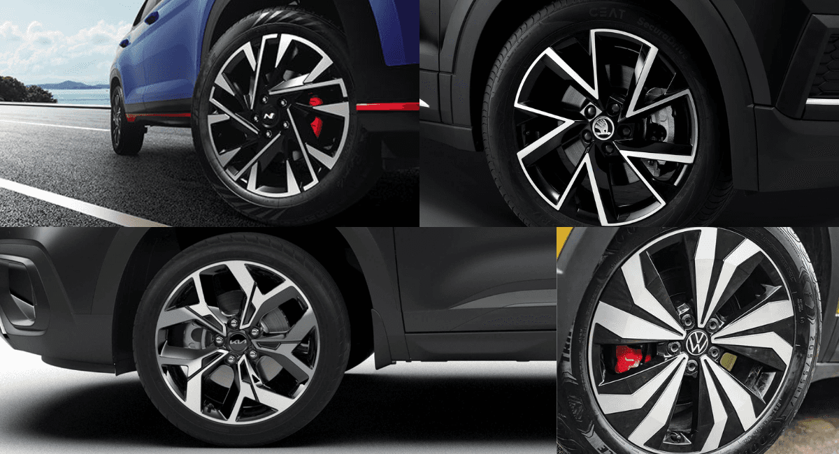 Top Left - Hyundai Creta N-Line, Top Right - Skoda Kushaq, Bottom Left - Kia Seltos X-Line, Bottom Right - VW Taigun GT