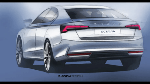 Skoda Octavia 2024 global debut on 14th Feb, Design sketch released