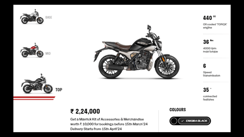 Hero Mavrick 440₹ 1.99 लाख की शुरुआती कीमत पर हुई लॉन्च, जानें फीचर्स, स्पेसिफिकेशन और बुकिंग डिटेल्स Hero Mavrick 440₹ 1.99 लाख की शुरुआती कीमत पर हुई लॉन्च, जानें फीचर्स, स्पेसिफिकेशन और बुकिंग डिटेल्स