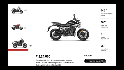 Hero Mavrick 440₹ 1.99 लाख की शुरुआती कीमत पर हुई लॉन्च, जानें फीचर्स, स्पेसिफिकेशन और बुकिंग डिटेल्स Hero Mavrick 440₹ 1.99 लाख की शुरुआती कीमत पर हुई लॉन्च, जानें फीचर्स, स्पेसिफिकेशन और बुकिंग डिटेल्स