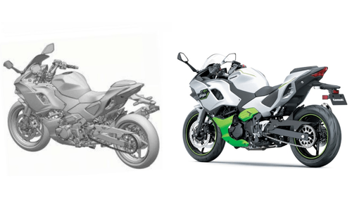 Kawasaki Ninja 7 Hybrid and Z e-1 Designs Patent in India