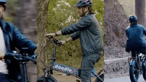 MS Dhoni Spotted Riding Made-in-India Doodle V3 Electric Bike MS Dhoni Spotted Riding Made-in-India Doodle V3 Electric Bike