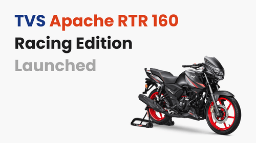 TVS ने लॉन्च किया नया मॉडल: Apache RTR 160 रेसिंग एडिशन लॉन्च, कीमत ₹1.28 लाख TVS ने लॉन्च किया नया मॉडल: Apache RTR 160 रेसिंग एडिशन लॉन्च, कीमत ₹1.28 लाख