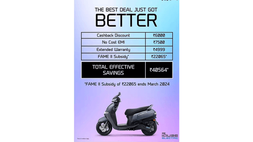 TVS iQube E-Scooter Comes with Massive Offers, Valid Until March 3