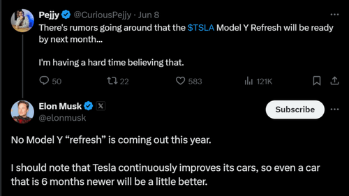 Elon Musk Confirmed Tesla Model Y Facelift Not Coming in 2024 Elon Musk Confirmed Tesla Model Y Facelift Not Coming in 2024