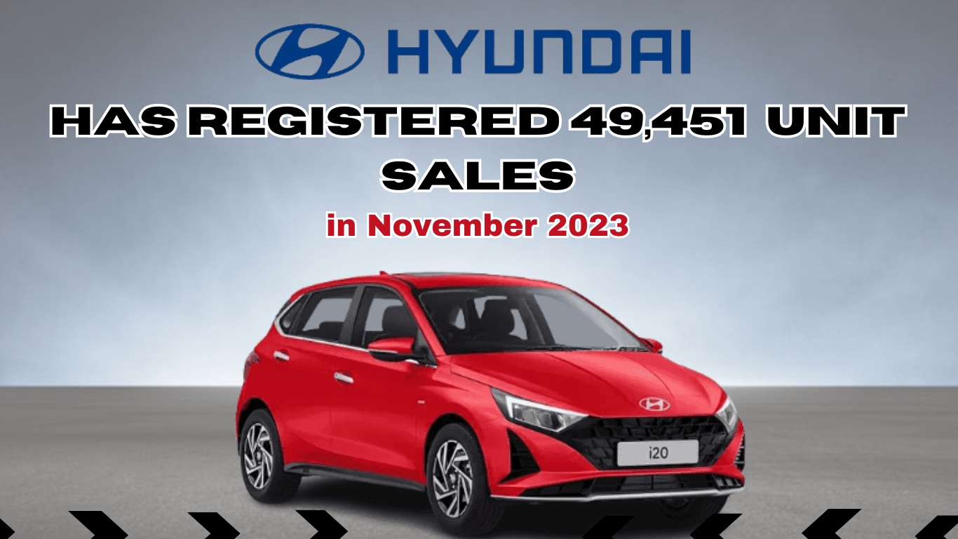 Hyundai has registered 49,451 unit sales in November 2023