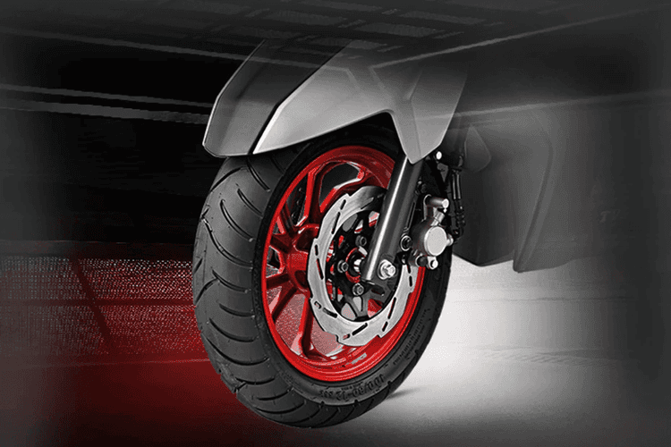 TVS NTORQ 125 Front Tyre View TVS NTORQ 125 Front Tyre View