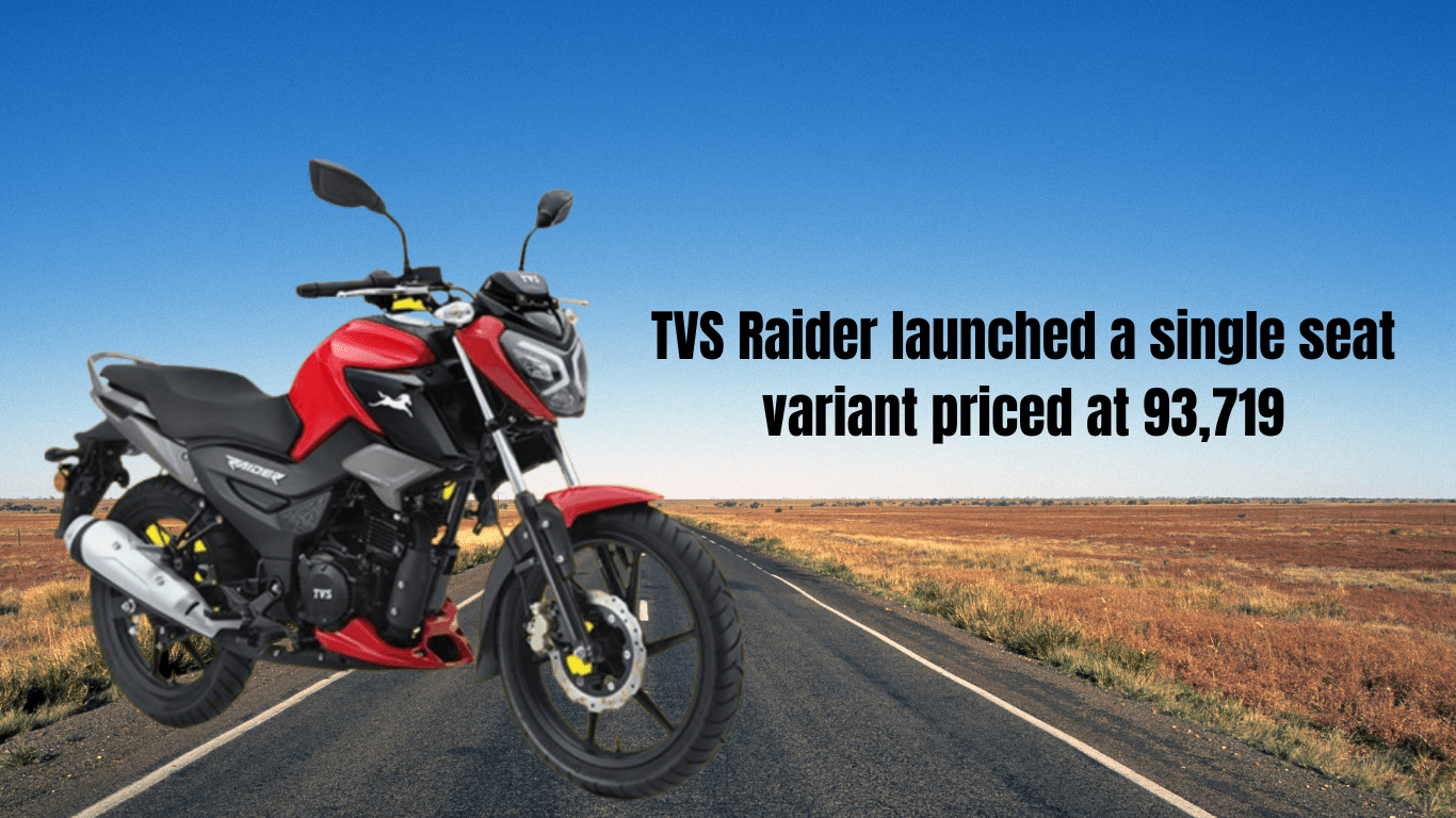 TVS Raider launched a single seat variant priced at 93,719