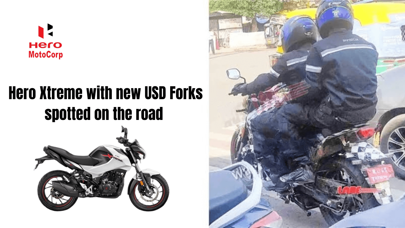 Hero Xtreme with new USD Forks and an oil cooler spotted on the road 
