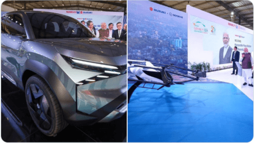Maruti Suzuki Unveils Futuristic Vision at Vibrant Gujarat: Flying Car and Updated eVX Prototype Steal the Show