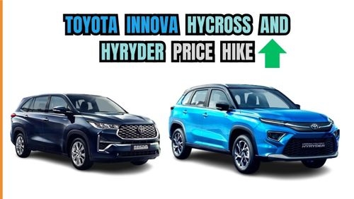 Latest price hike for Toyota's HyRyder and Innova HyCross SUVs Latest price hike for Toyota's HyRyder and Innova HyCross SUVs