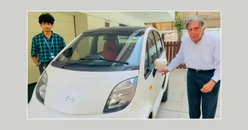 Ratan Tata spotted with Customized Tata Nano EV at Taj Hotel