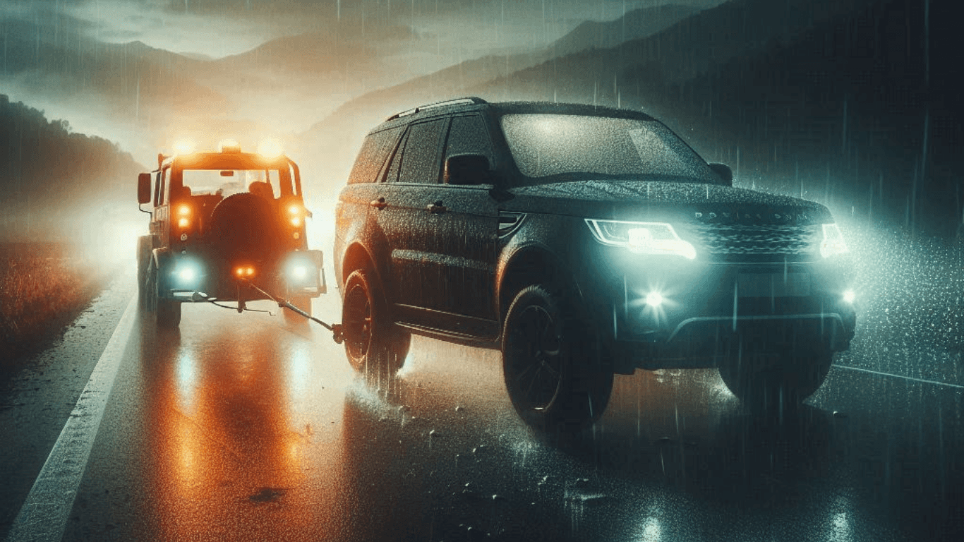 SUV Towing a Vehicle