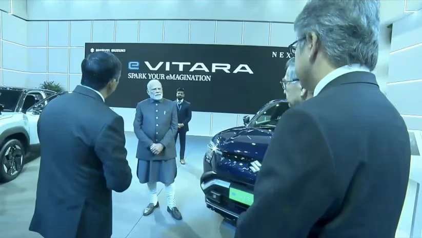 PM Narendra Modi at Maruti Suzuki e-vitara