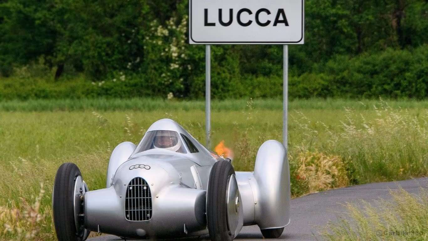 Audi recreates legendary Auto Union Lucca record car for public debut in Italy Audio
