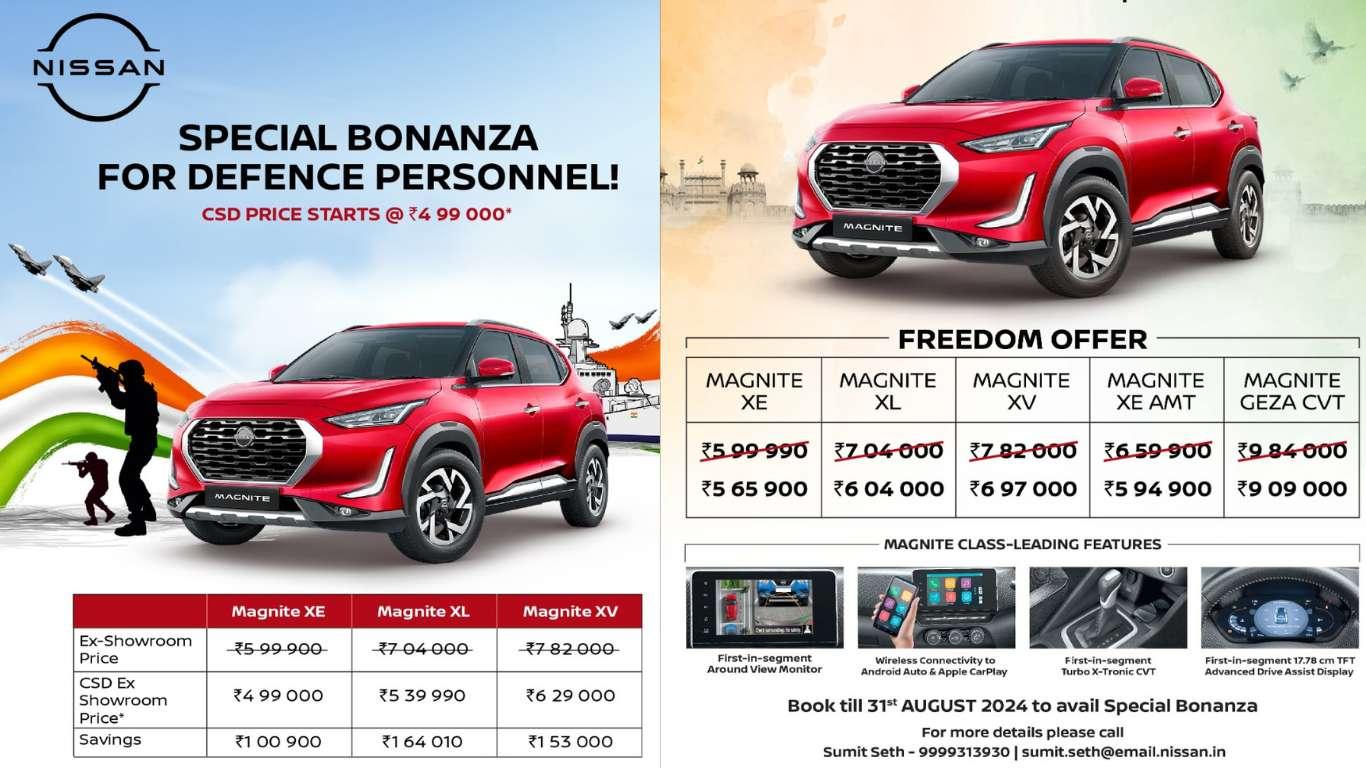 Nissan Launches ‘Freedom Offer’ for Armed Forces and Police Personnel Nissan Magnite Freedom Offer