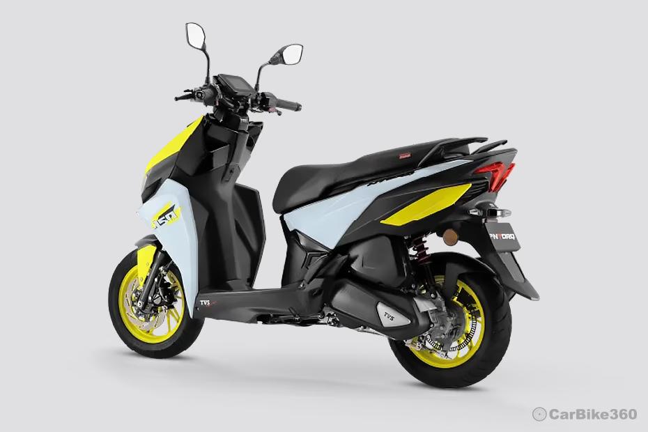 TVS Ntorq 150 Rear Left Three Quarter View TVS Ntorq 150 Rear Left Three Quarter View