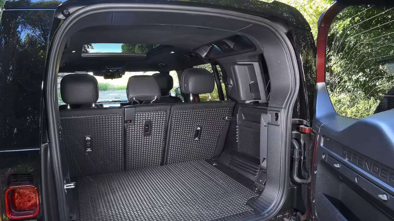Three-door Defender 90 has less luggage space Three-door Defender 90 has less luggage space