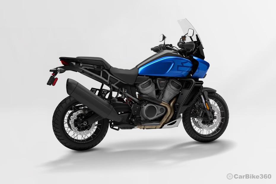 Harley davidson pan america 1250 2025 rear right three quarter view Harley davidson pan america 1250 2025 rear right three quarter view