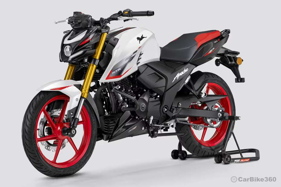 TVS Apache RTR 160 4V Left Front Three Quarter View TVS Apache RTR 160 4V Left Front Three Quarter View