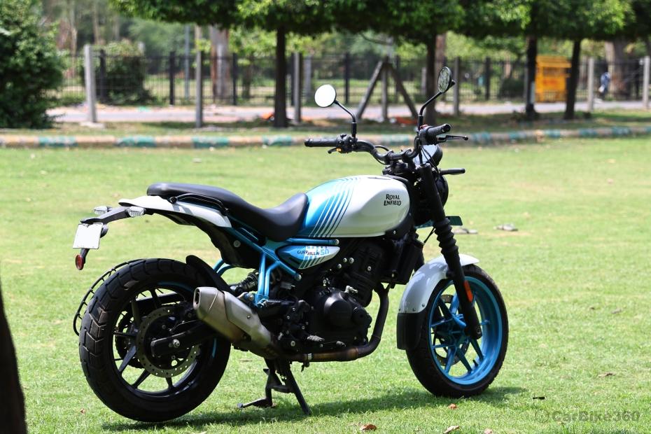 Royal enfield guerrilla 450 rear right side view Royal enfield guerrilla 450 rear right side view