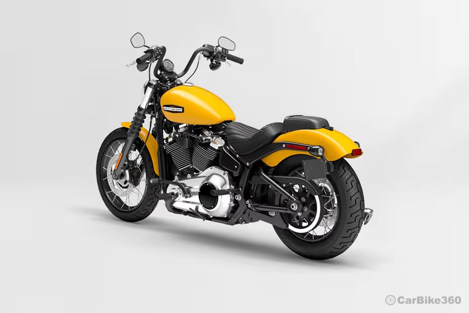 Harley davidson street bob 2025 rear left three quarter view Harley davidson street bob 2025 rear left three quarter view