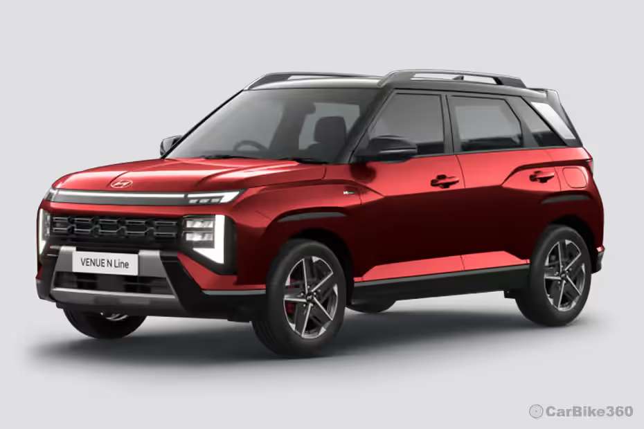 Hyundai Venue N Line front left three quarter angle showing sporty N Line styling, grille and LED lights Hyundai Venue N Line front left three quarter angle showing sporty N Line styling, grille and LED lights