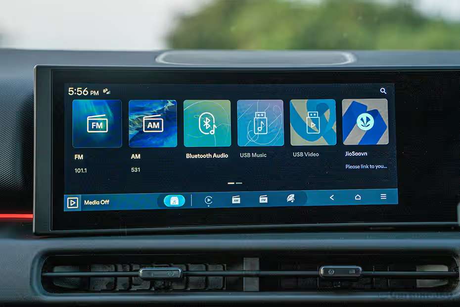 Hyundai Venue N Line infotainment system showing touchscreen interface with navigation and connectivity options Hyundai Venue N Line infotainment system showing touchscreen interface with navigation and connectivity options