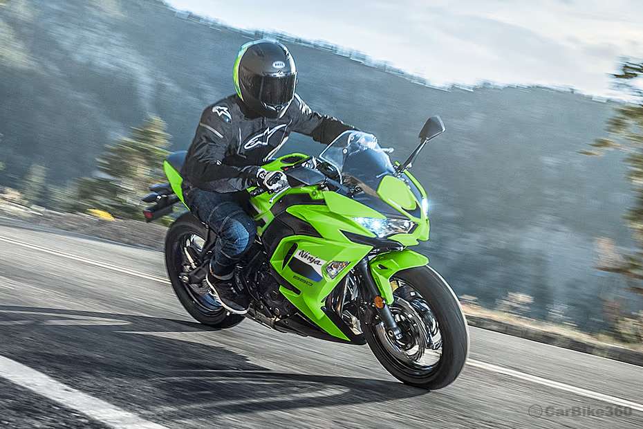 Kawasaki Ninja 650 Riding: Front Right Quarter View Kawasaki Ninja 650 Riding: Front Right Quarter View