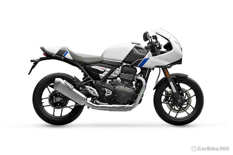 Triumph thruxton 400 pearl metallic white and storm grey Triumph thruxton 400 pearl metallic white and storm grey