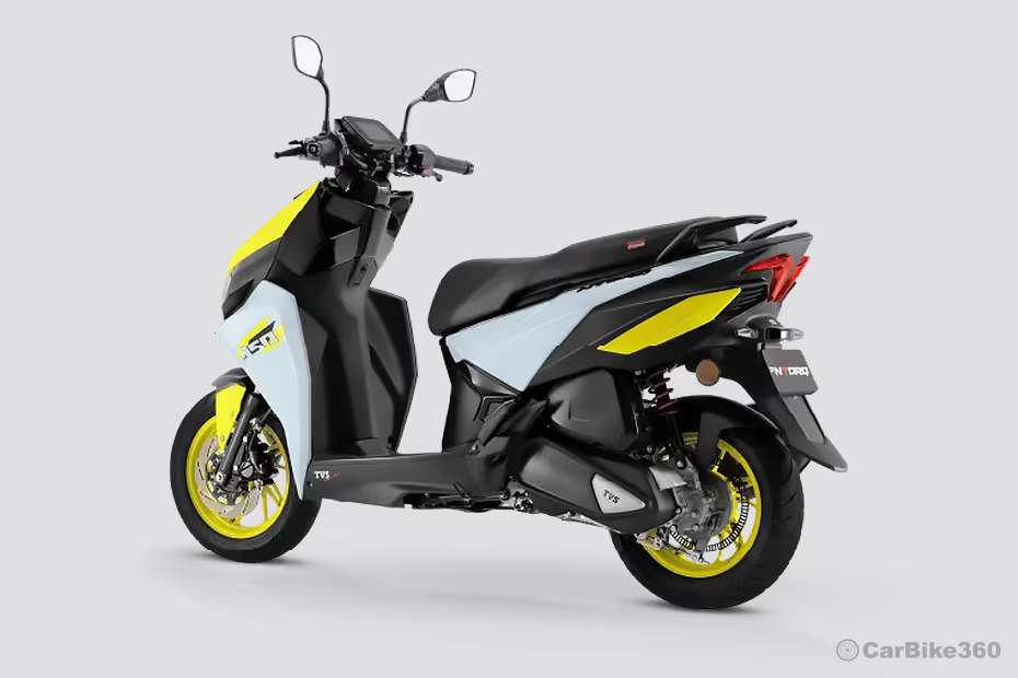 TVS Ntorq 150 Rear Left Three Quarter View TVS Ntorq 150 Rear Left Three Quarter View